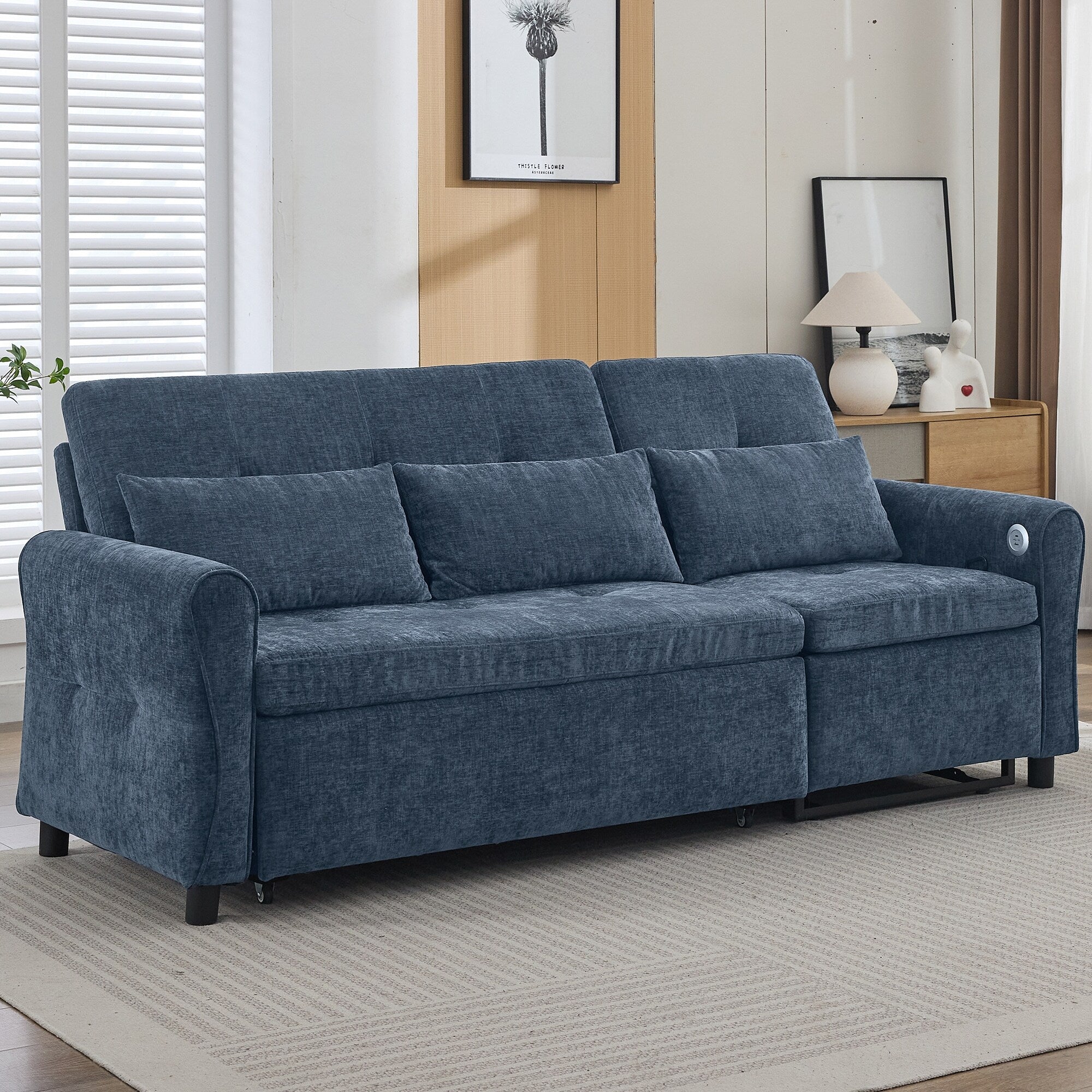 2-in-1 Sofa 82 Three-seater Sofa with a Sofa Bed and a Reversible Recliner Sofa for Living Room