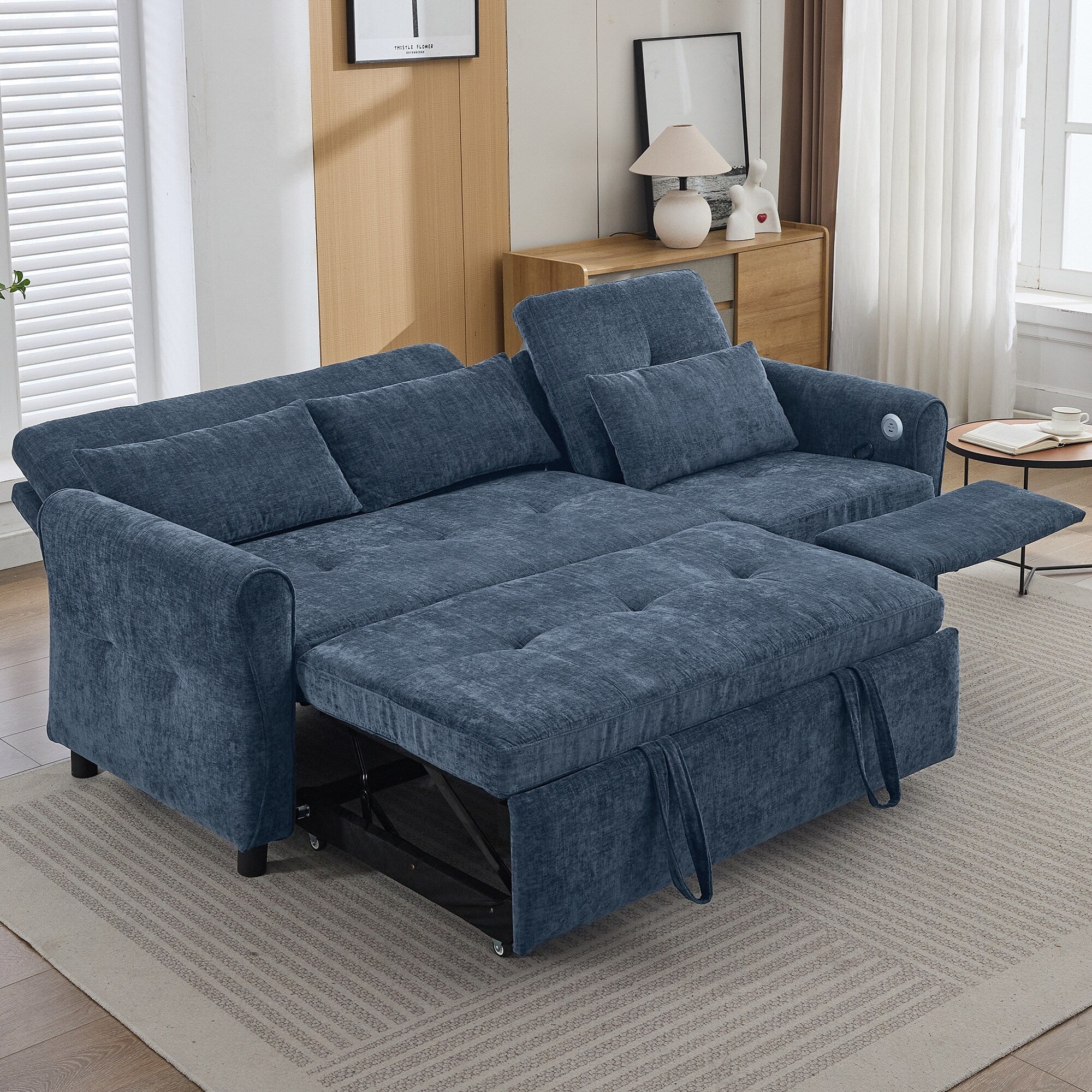 2-in-1 Sofa 82 Three-seater Sofa with a Sofa Bed and a Reversible Recliner Sofa for Living Room