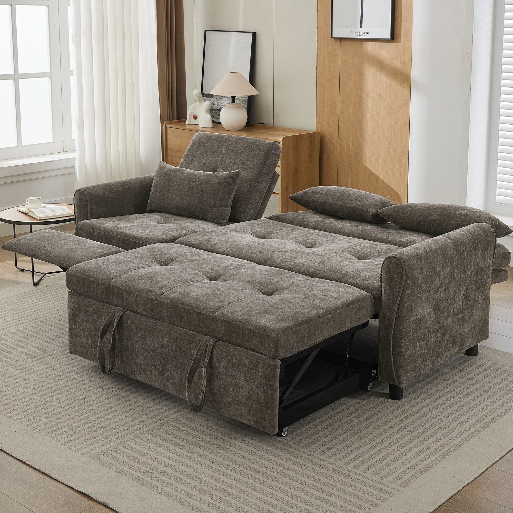 2-in-1 Sofa 82 Three-seater Sofa with a Sofa Bed and a Reversible Recliner Sofa for Living Room