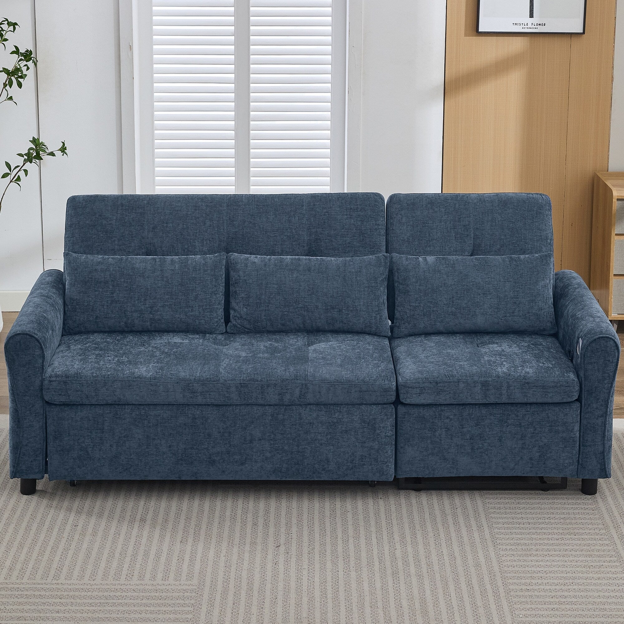 2-in-1 Sofa 82 Three-seater Sofa with a Sofa Bed and a Reversible Recliner Sofa for Living Room