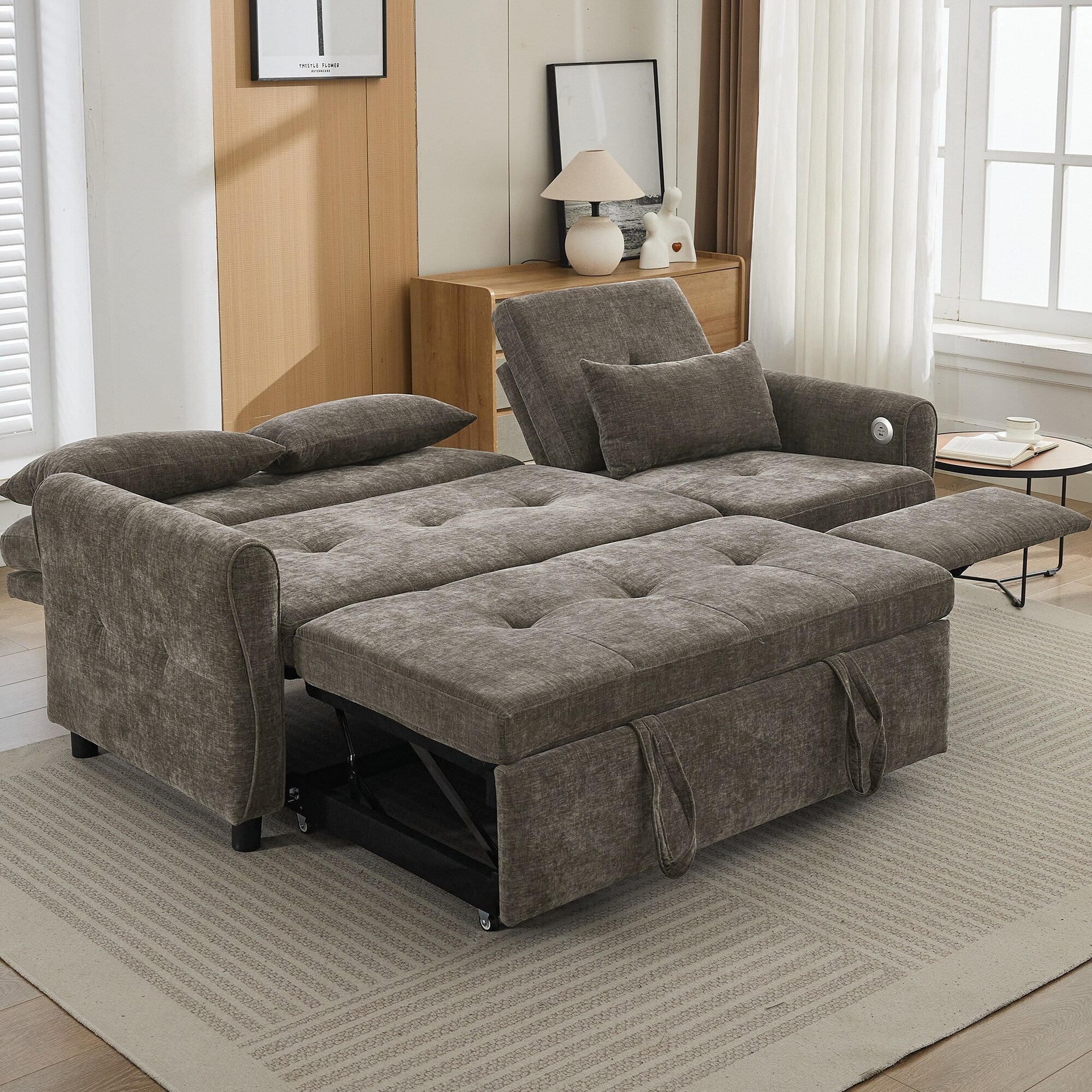 2-in-1 Sofa 82 Three-seater Sofa with a Sofa Bed and a Reversible Recliner Sofa for Living Room