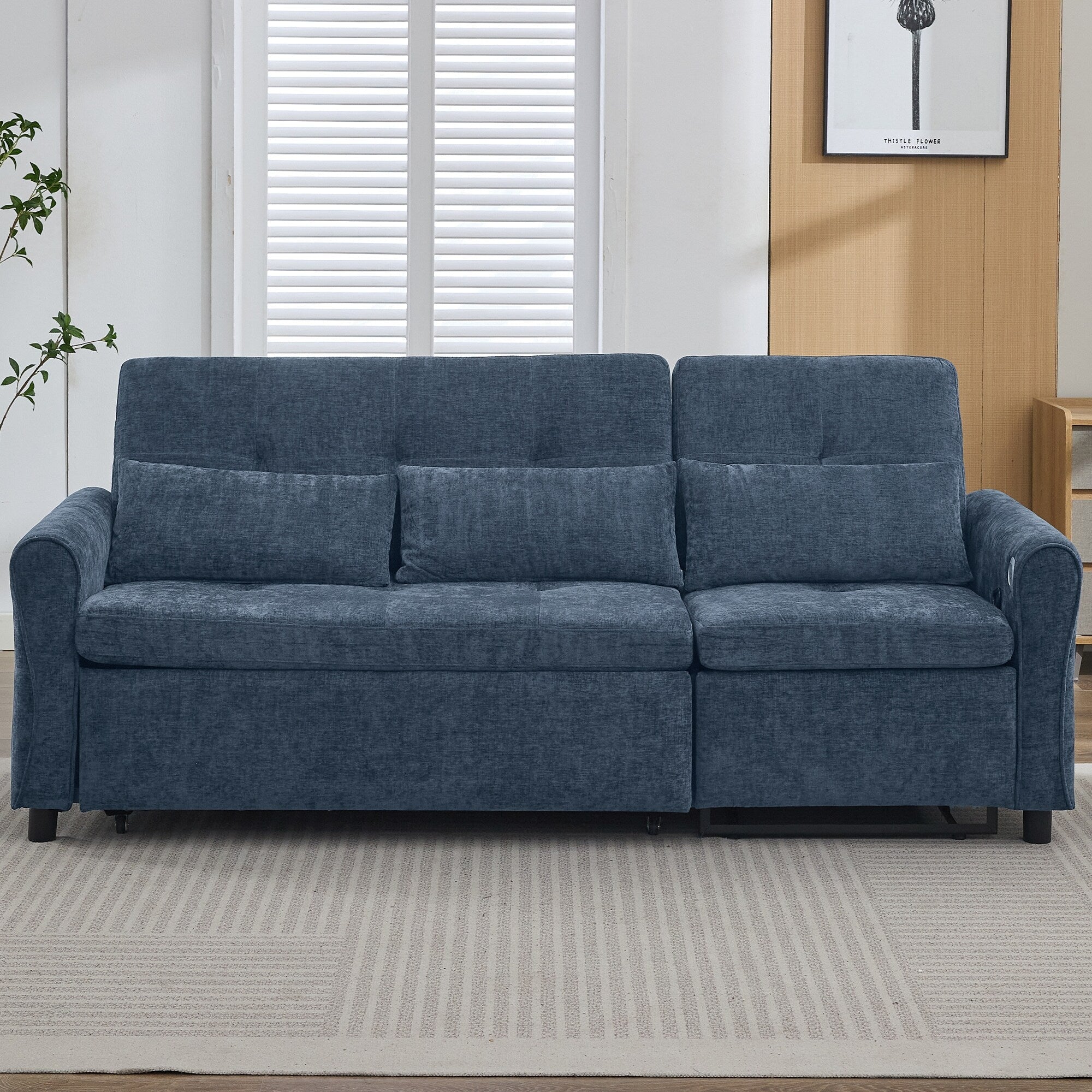 2-in-1 Sofa 82 Three-seater Sofa with a Sofa Bed and a Reversible Recliner Sofa for Living Room