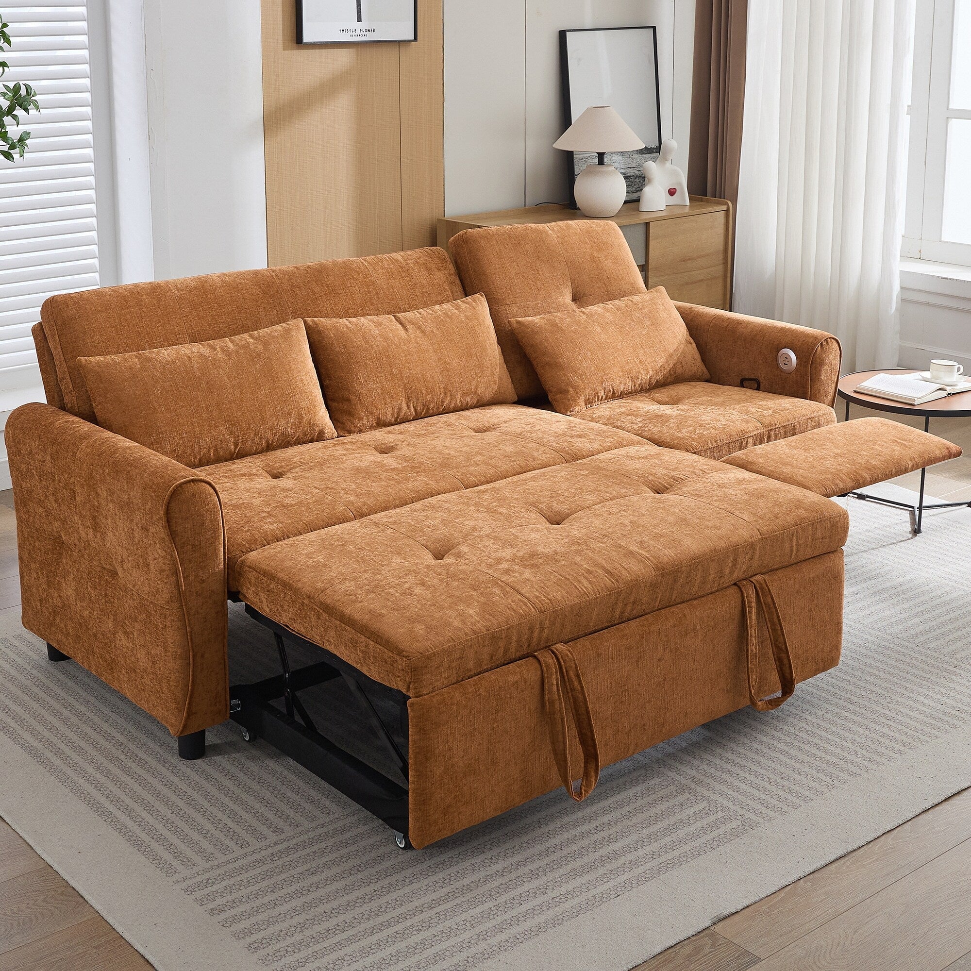 2-in-1 Sofa 82 Three-seater Sofa with a Sofa Bed and a Reversible Recliner Sofa for Living Room
