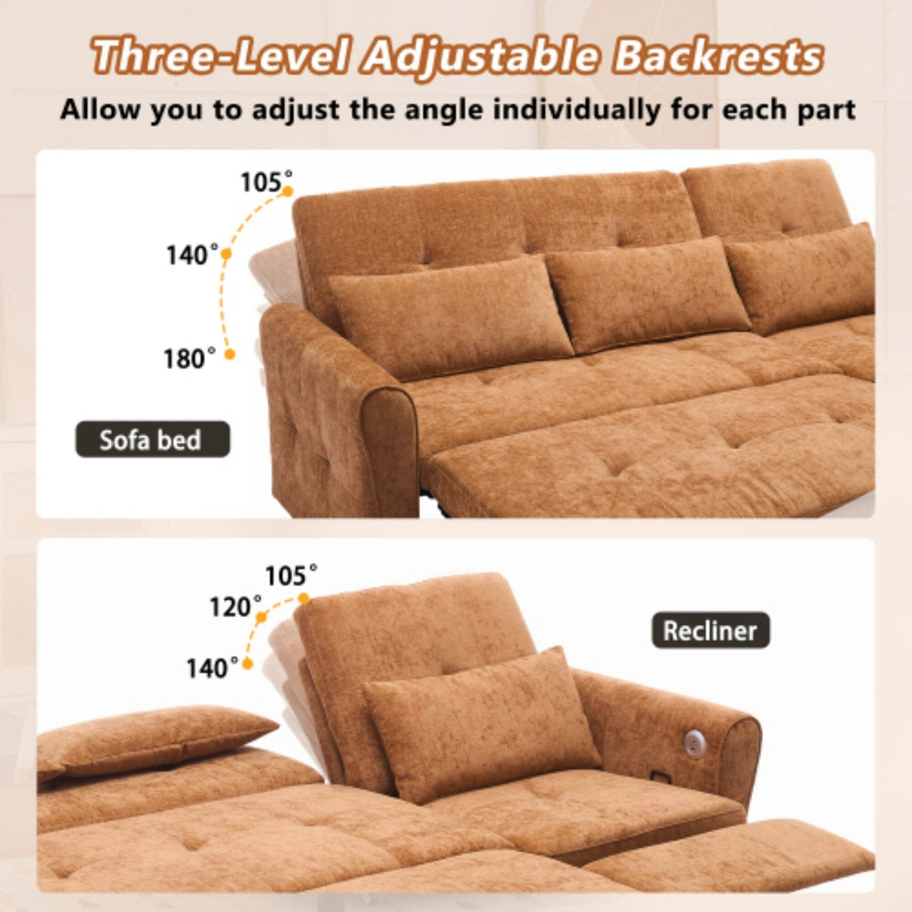 2-in-1 Sofa with Pull-Out Sleeper & Reversible Recliner by Harper&Bright Designs
