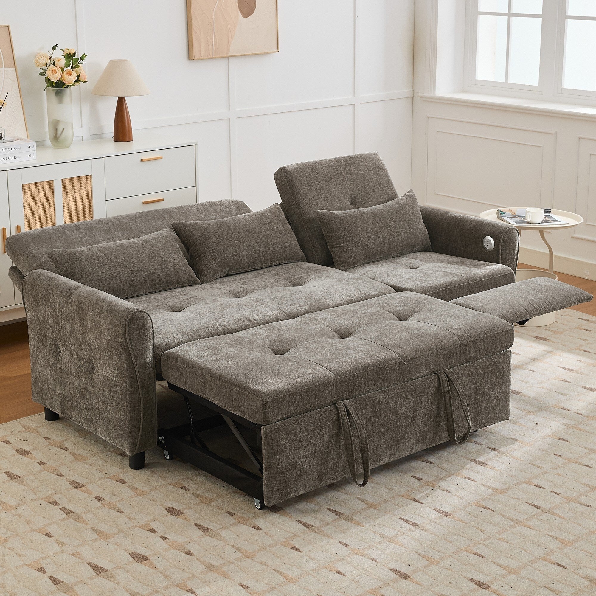 2-in-1 Sofa with Pull-Out Sleeper & Reversible Recliner by Harper&Bright Designs