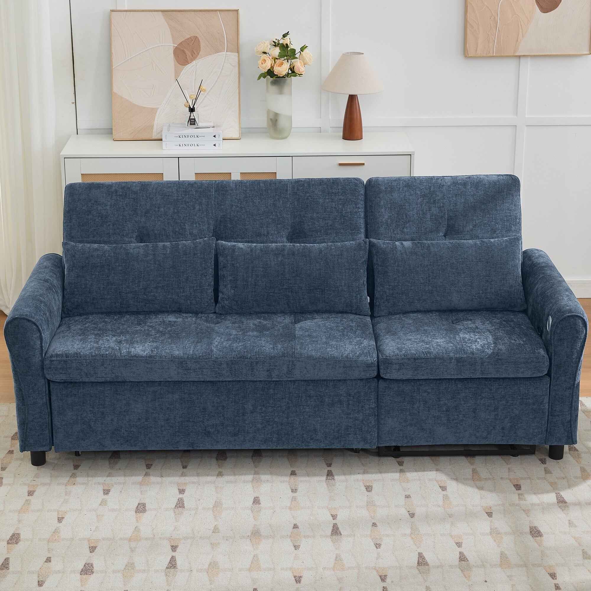2-in-1 Sofa with Pull-Out Sleeper & Reversible Recliner by Harper&Bright Designs