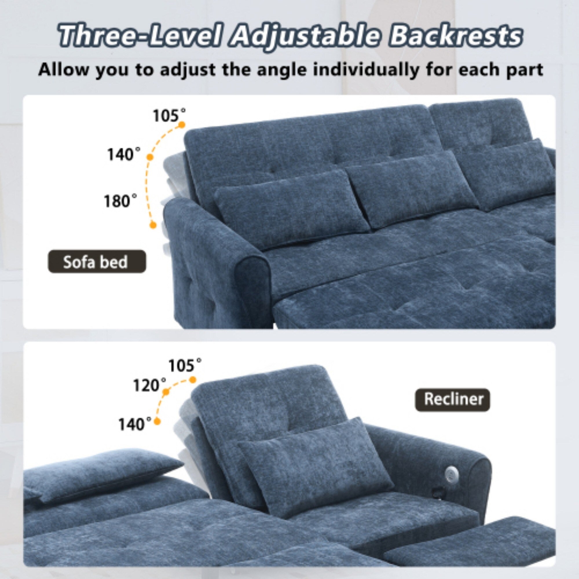 2-in-1 Sofa with Pull-Out Sleeper & Reversible Recliner by Harper&Bright Designs