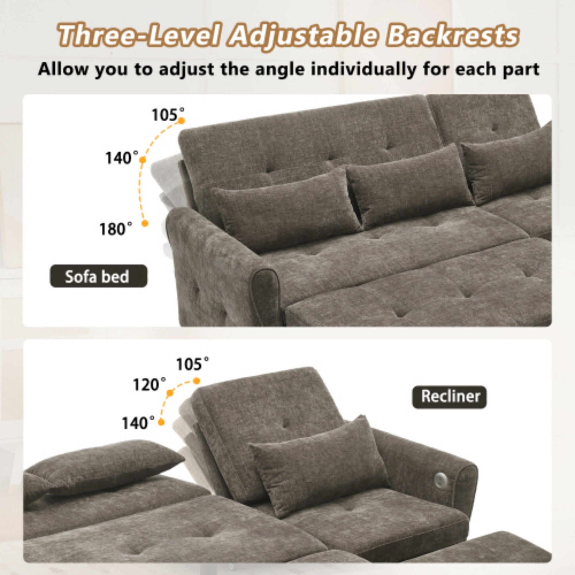 2-in-1 Sofa with Pull-Out Sleeper & Reversible Recliner by Harper&Bright Designs