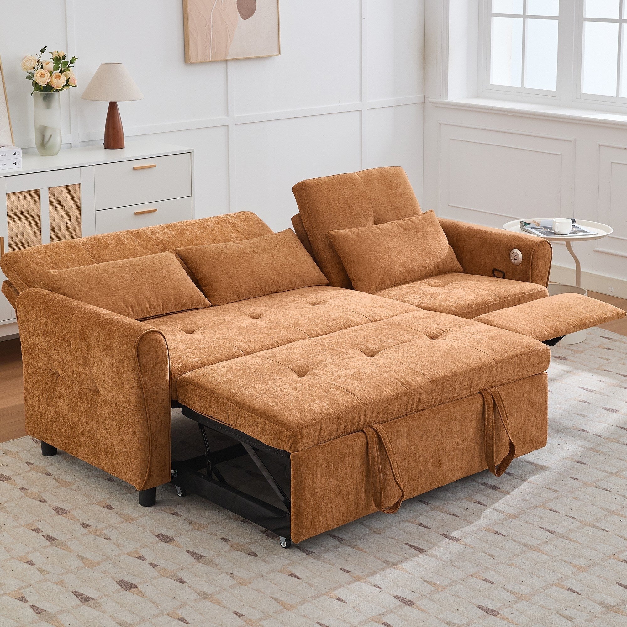 2-in-1 Sofa with Pull-Out Sleeper & Reversible Recliner by Harper&Bright Designs