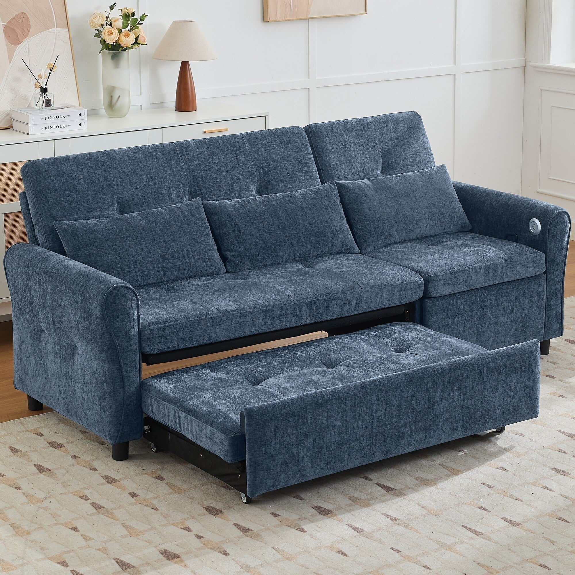 2-in-1 Sofa with Pull-Out Sleeper & Reversible Recliner by Harper&Bright Designs
