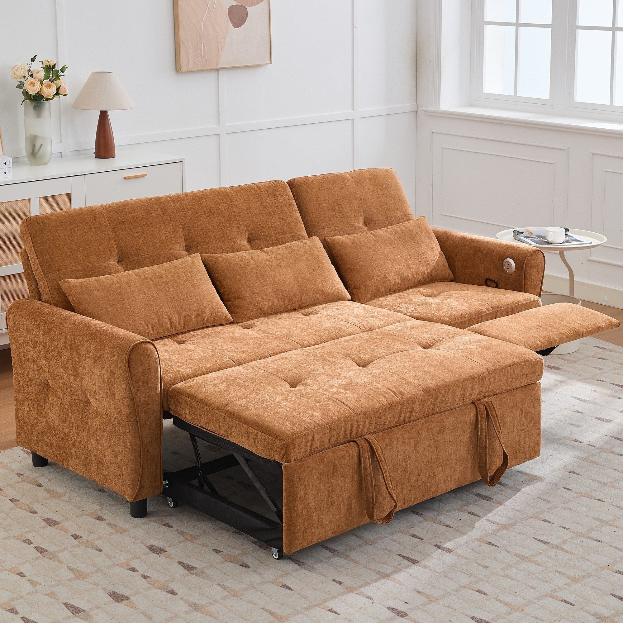 2-in-1 Sofa with Pull-Out Sleeper & Reversible Recliner by Harper&Bright Designs