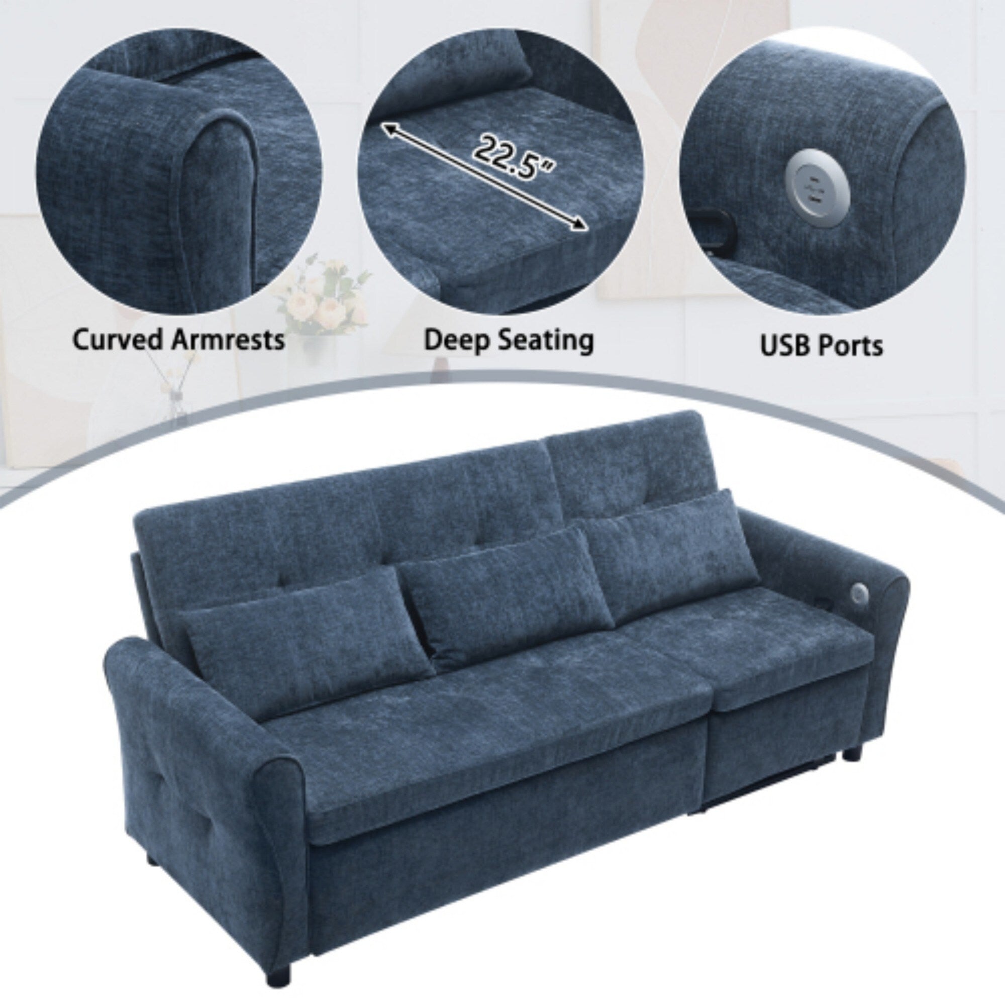 2-in-1 Sofa with Pull-Out Sleeper & Reversible Recliner by Harper&Bright Designs