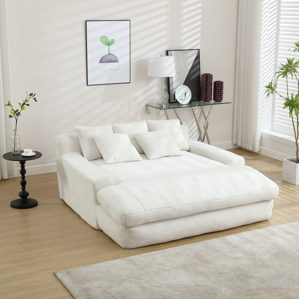 2-seater lazy sofa With 5 back pillows,Comfy Sofa- Deep Seat Couch for Living Room