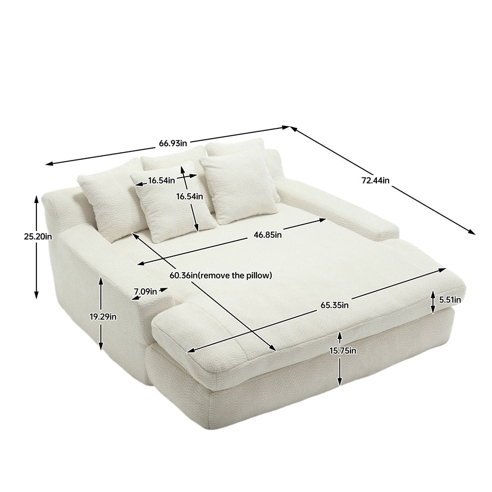 2-seater lazy sofa With 5 back pillows,Comfy Sofa- Deep Seat Couch for Living Room