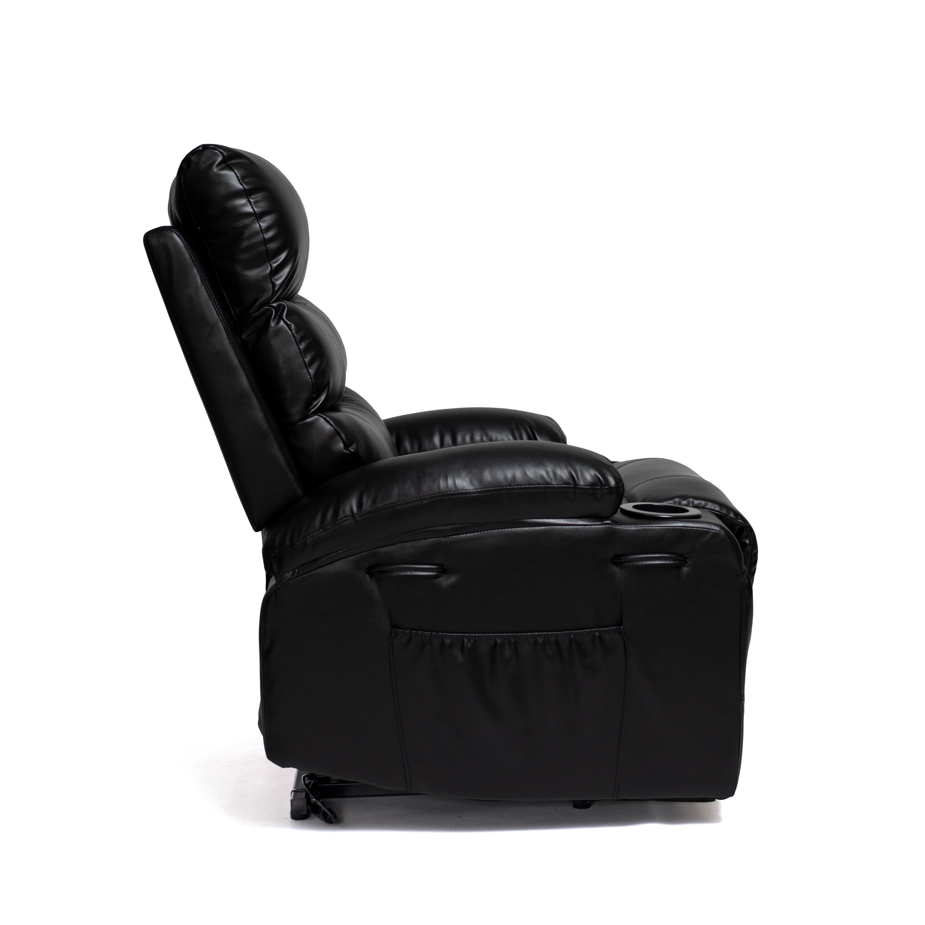 21 inch Seat Width Large Electric Power Lift Recliner for Elderly 8 Point Massage Lumbar Heat Remote Side Pockets Cup Holders