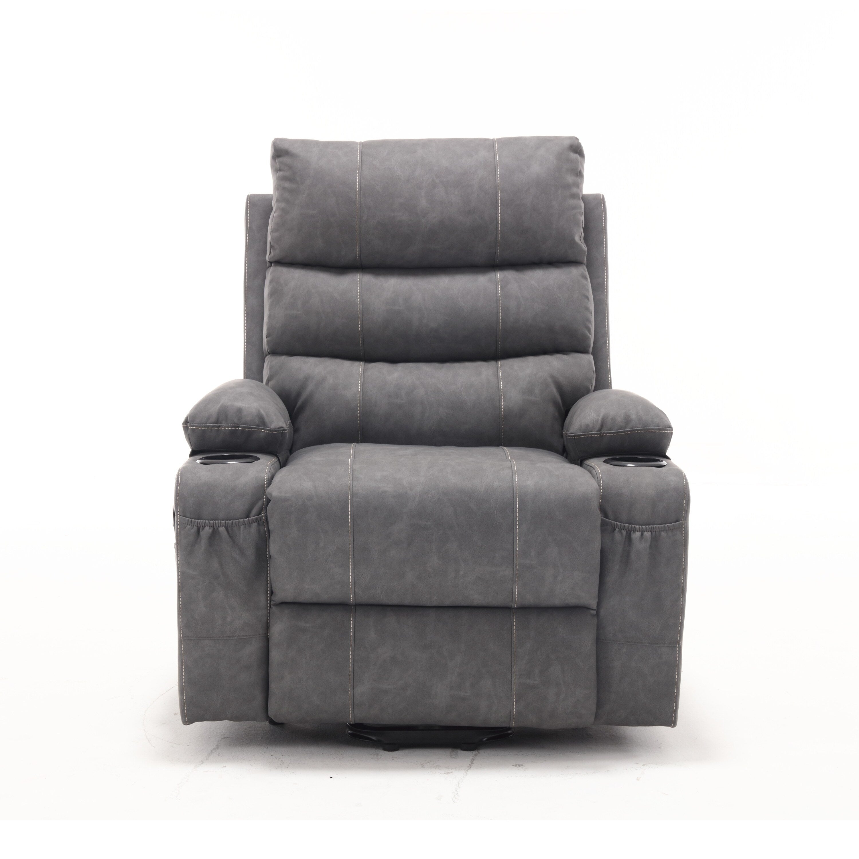 21 inch Seat Width Large Electric Power Lift Recliner for Elderly 8 Point Massage Lumbar Heat Remote Side Pockets Cup Holders