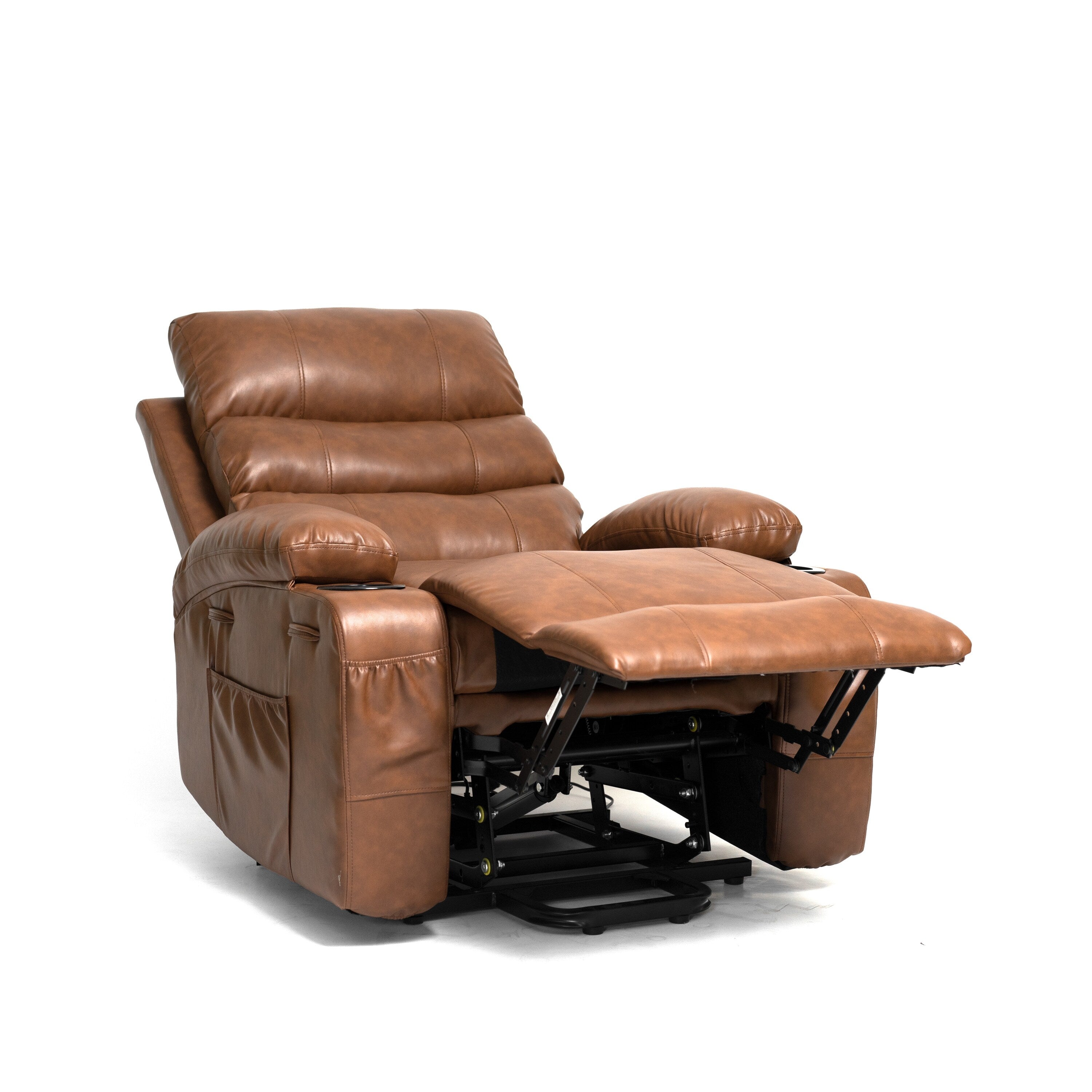 21 inch Seat Width Large Electric Power Lift Recliner for Elderly 8 Point Massage Lumbar Heat Remote Side Pockets Cup Holders
