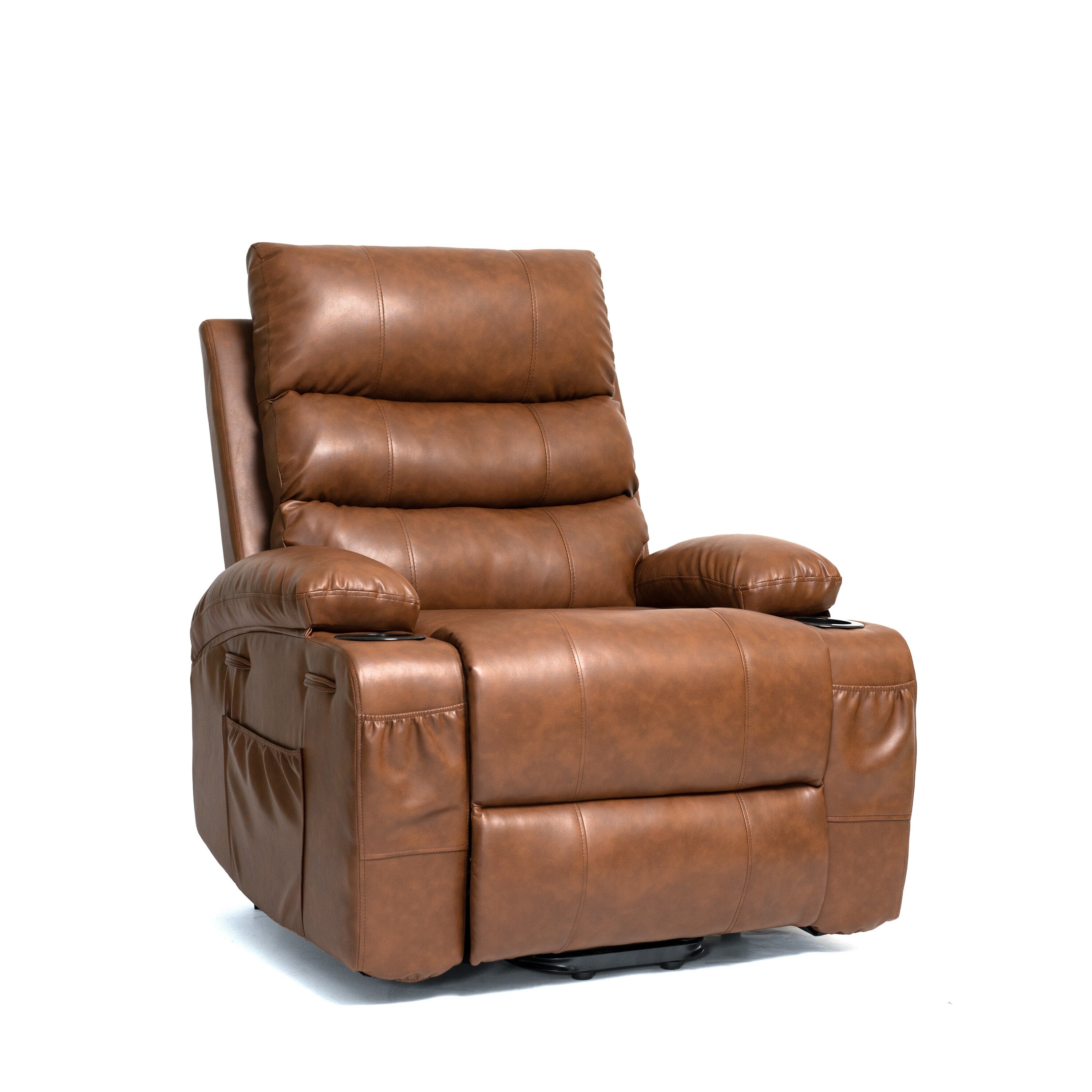 21 inch Seat Width Large Electric Power Lift Recliner for Elderly 8 Point Massage Lumbar Heat Remote Side Pockets Cup Holders