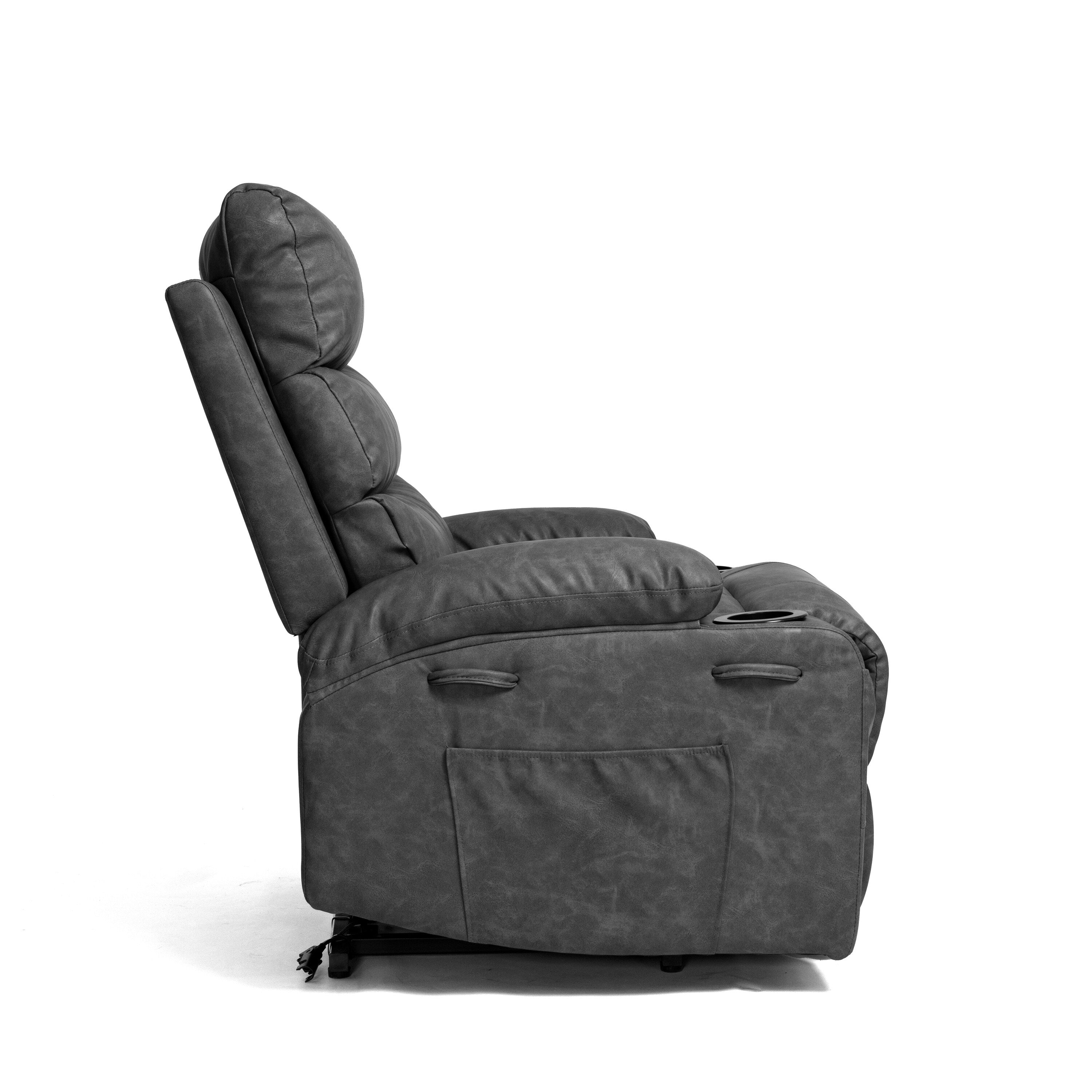 21 inch Seat Width Large Electric Power Lift Recliner for Elderly 8 Point Massage Lumbar Heat Remote Side Pockets Cup Holders