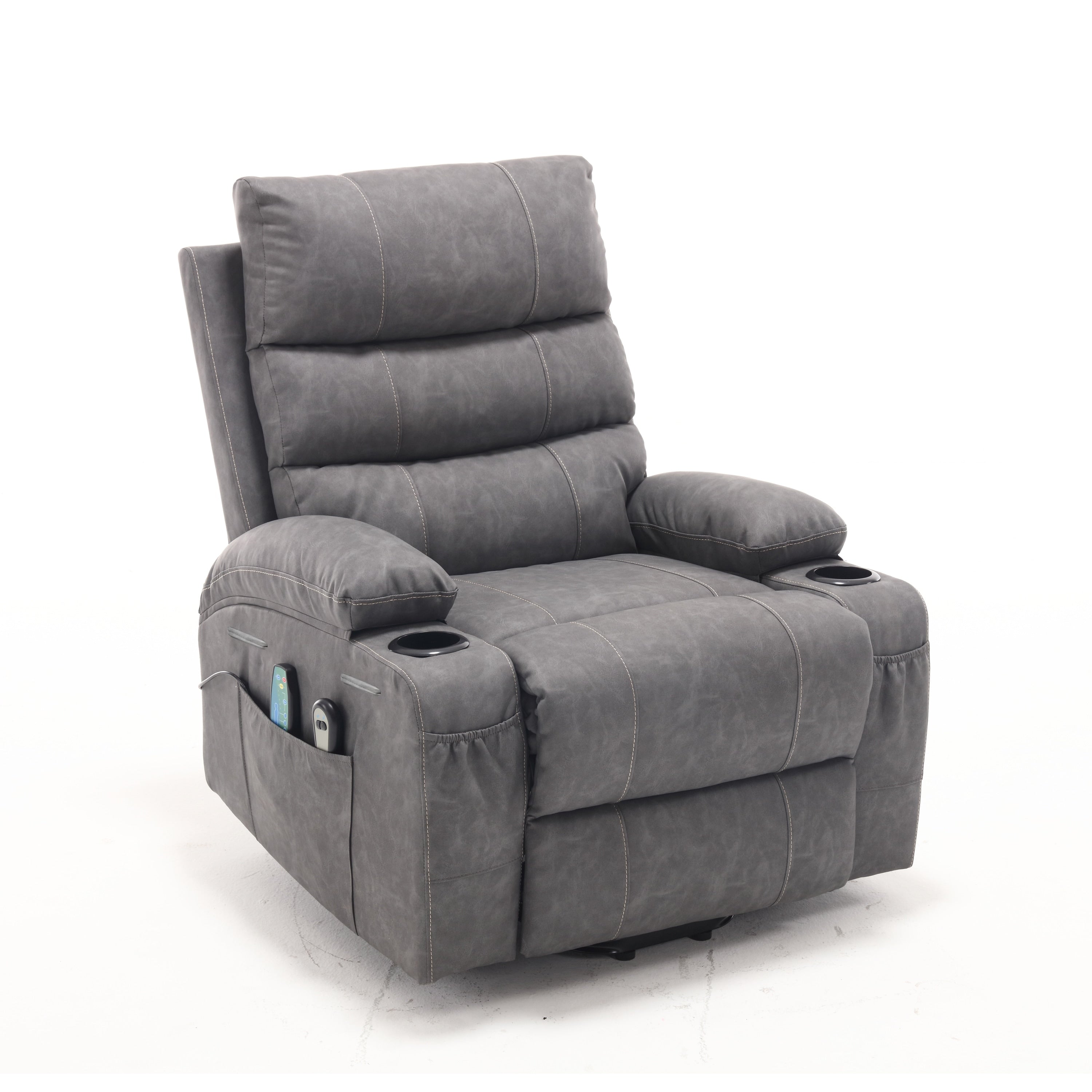 21W Large Size Electric Power Lift Recliner,8 Point Vibration Massage And Lumber Heat,Remote Control,Side Pockets,Cup Holders