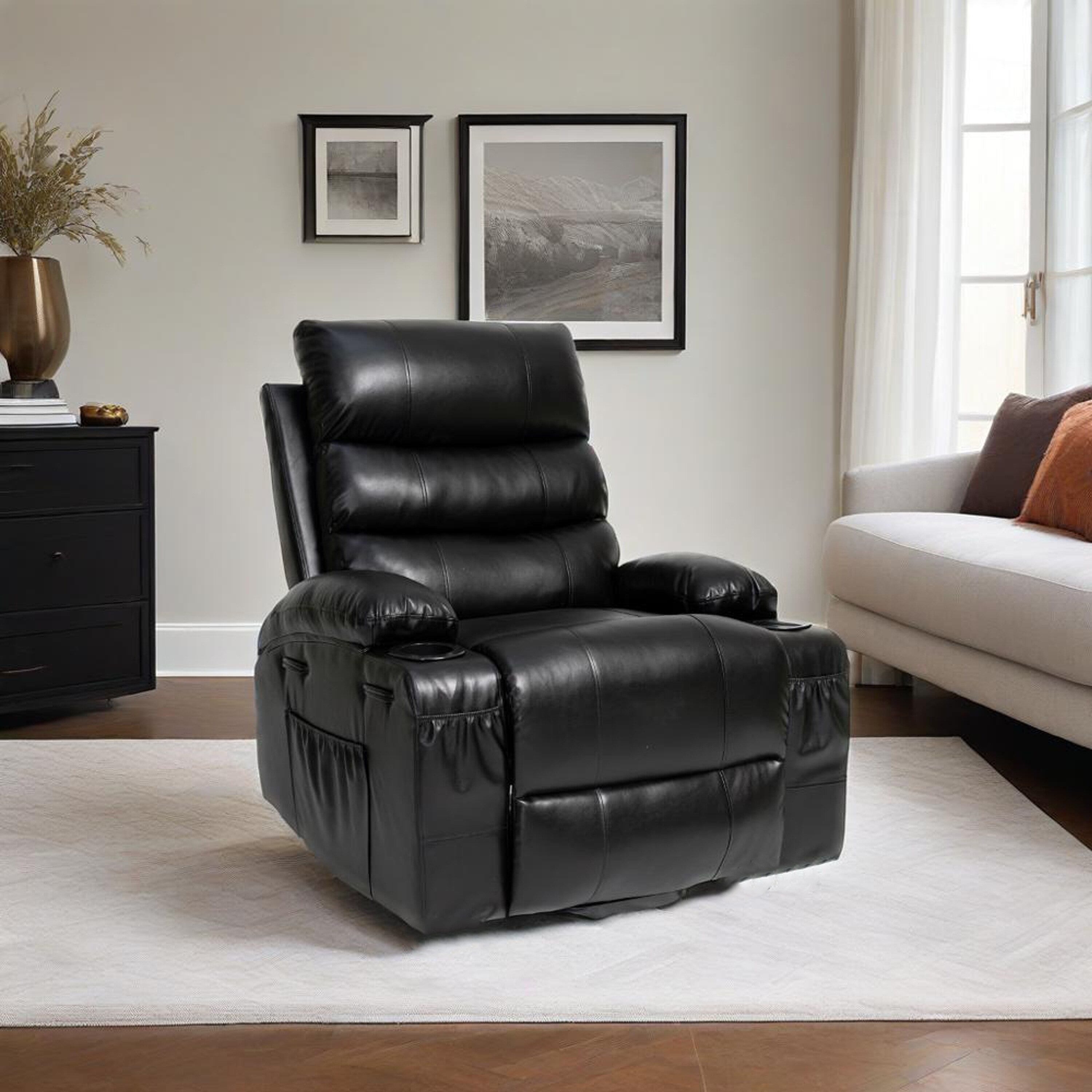 21W Large Size Electric Power Lift Recliner,8 Point Vibration Massage And Lumber Heat,Remote Control,Side Pockets,Cup Holders