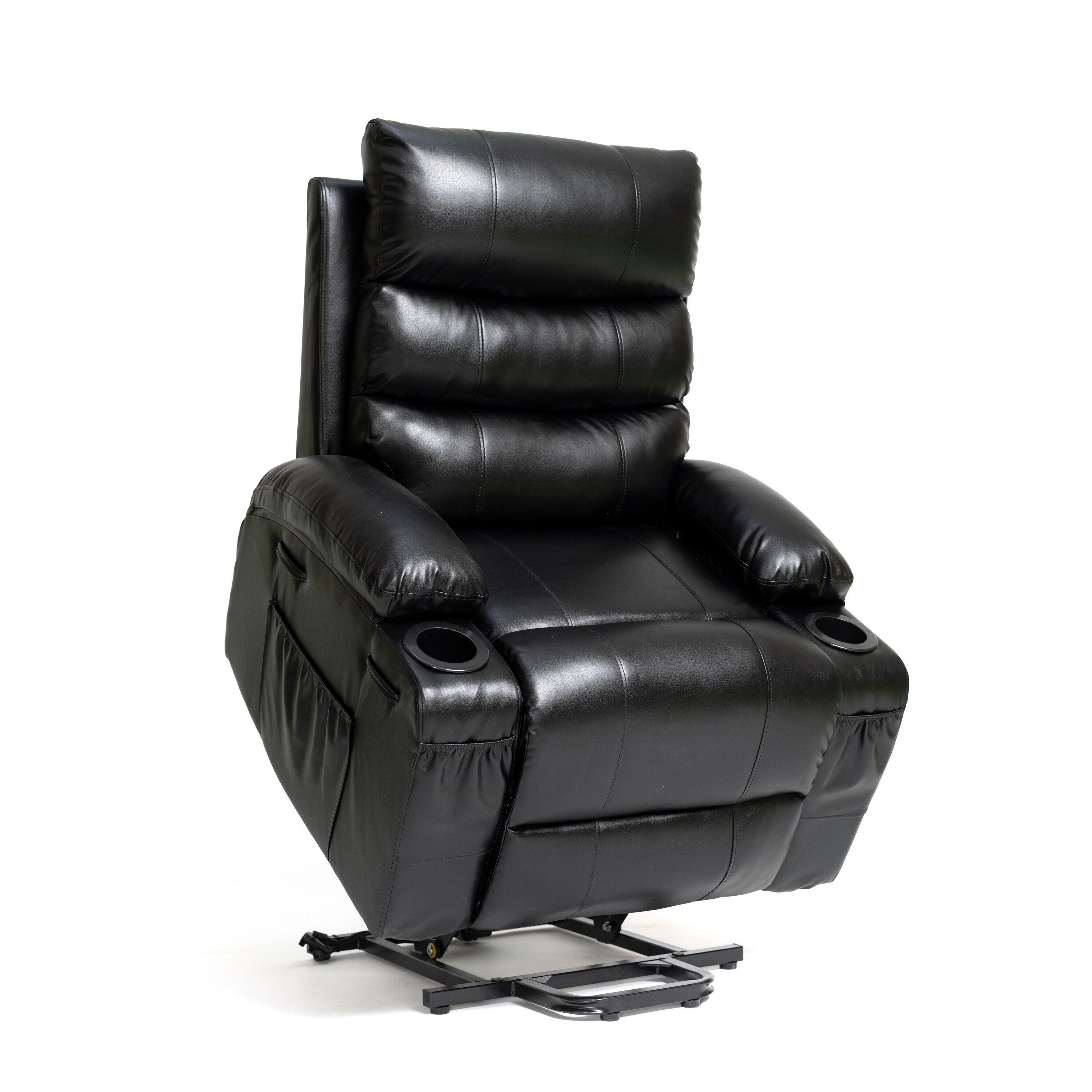 21W Large Size Electric Power Lift Recliner,8 Point Vibration Massage And Lumber Heat,Remote Control,Side Pockets,Cup Holders