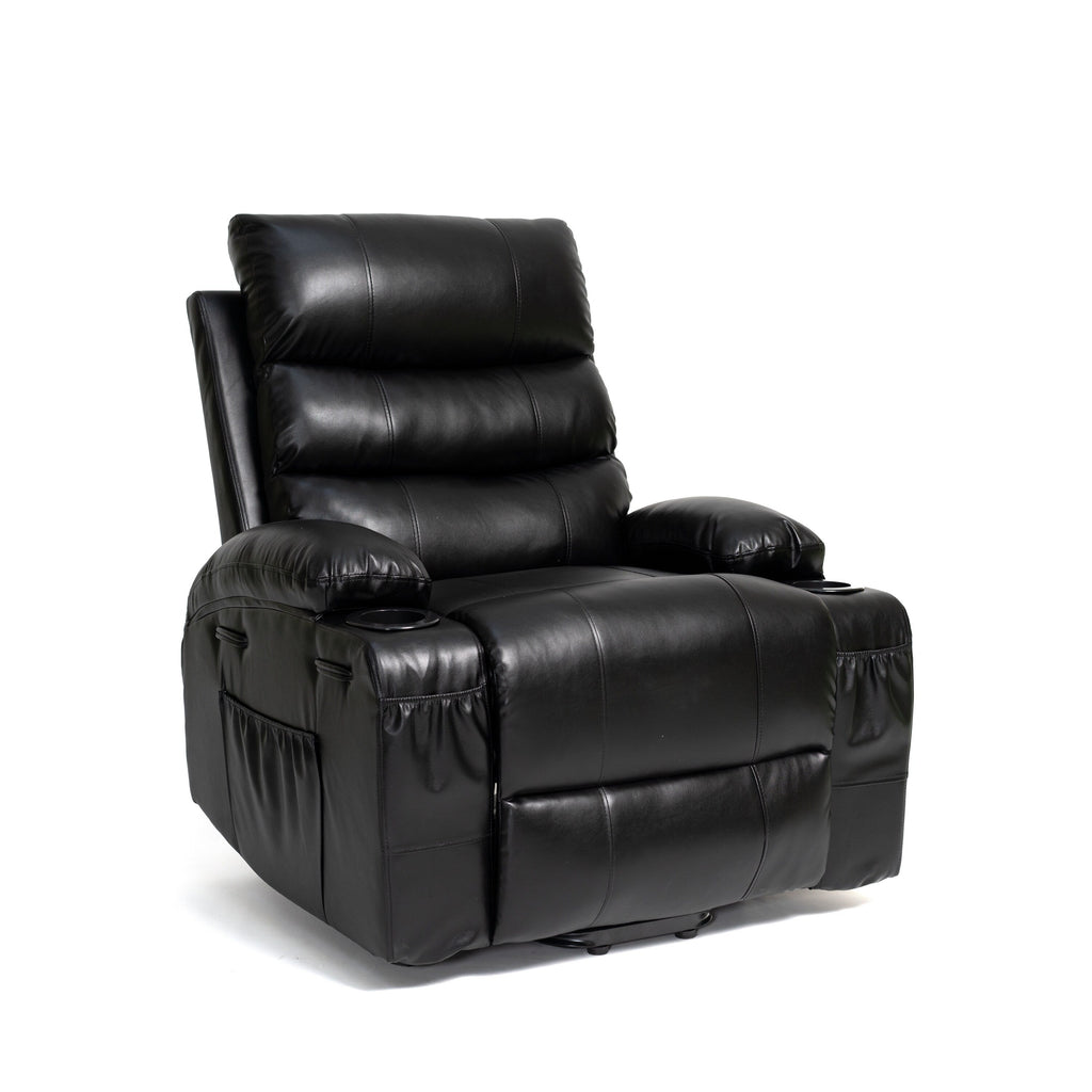 21W Large Size Electric Power Lift Recliner,8 Point Vibration Massage And Lumber Heat,Remote Control,Side Pockets,Cup Holders