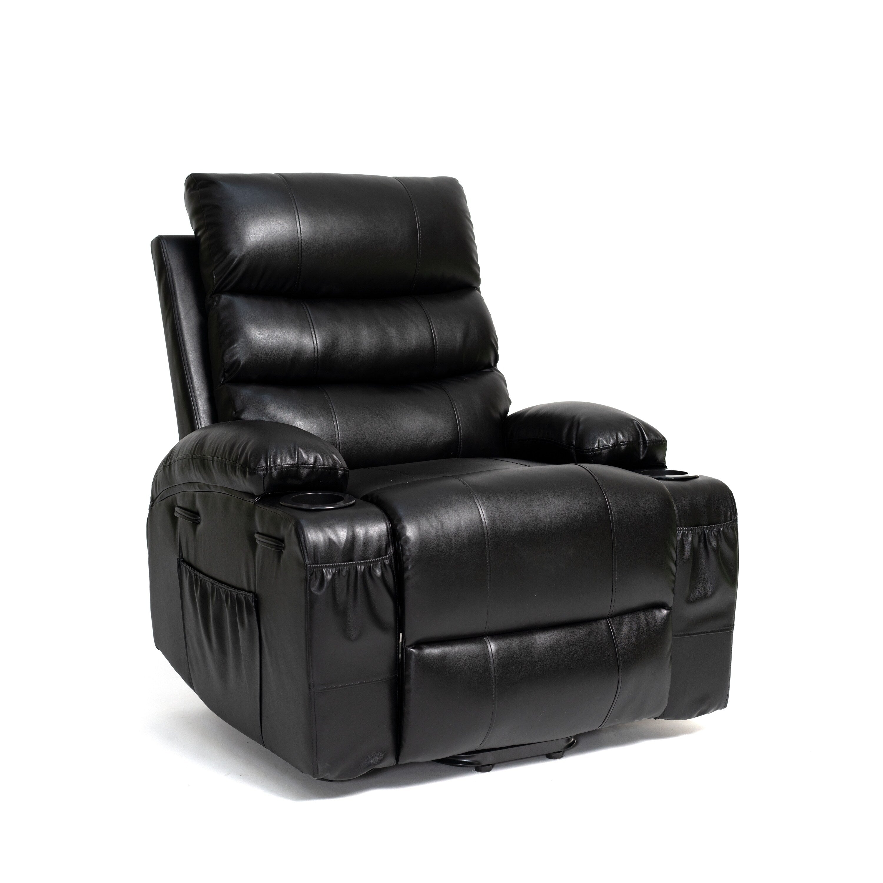 21W Large Size Electric Power Lift Recliner,8 Point Vibration Massage And Lumber Heat,Remote Control,Side Pockets,Cup Holders