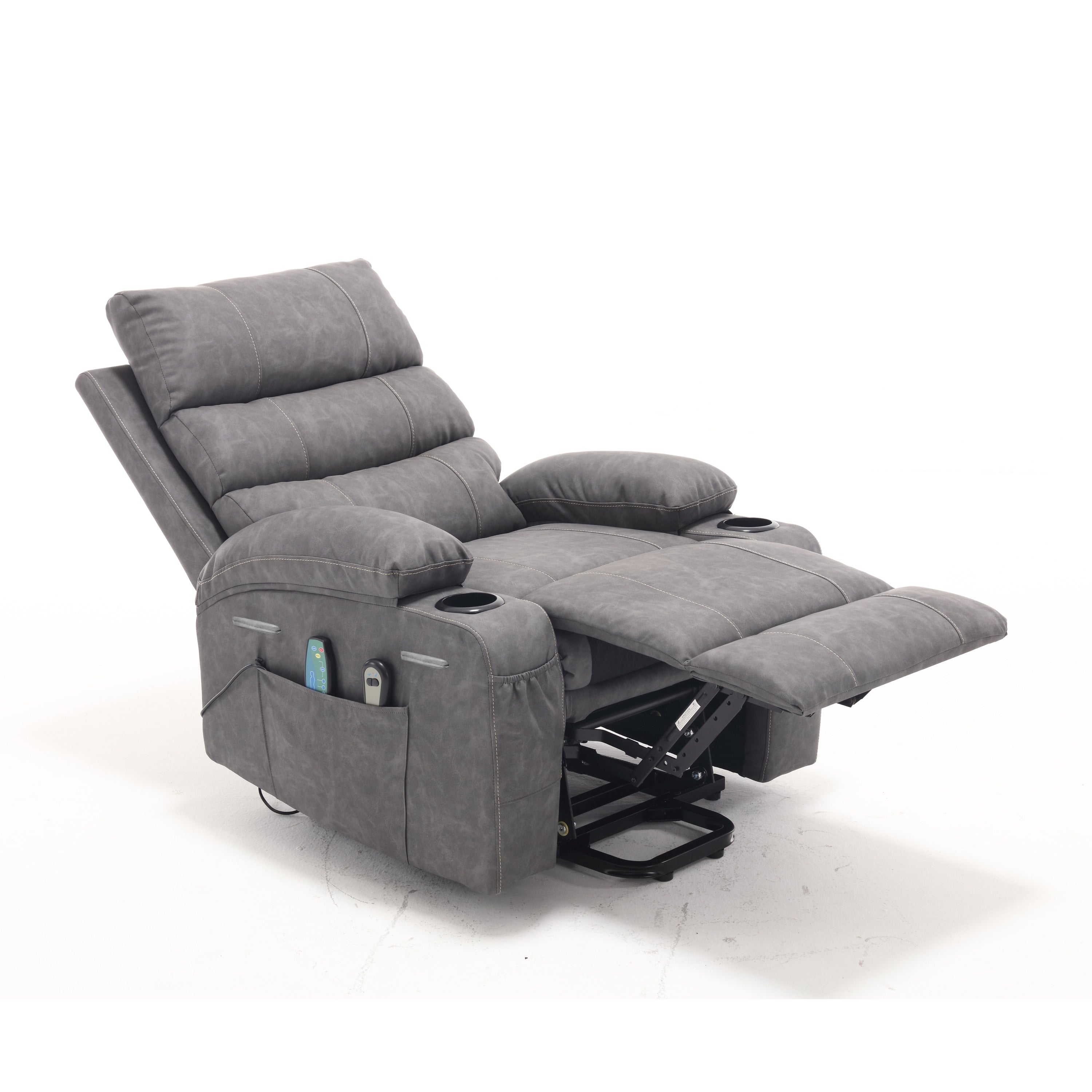 21W Large Size Electric Power Lift Recliner,8 Point Vibration Massage And Lumber Heat,Remote Control,Side Pockets,Cup Holders