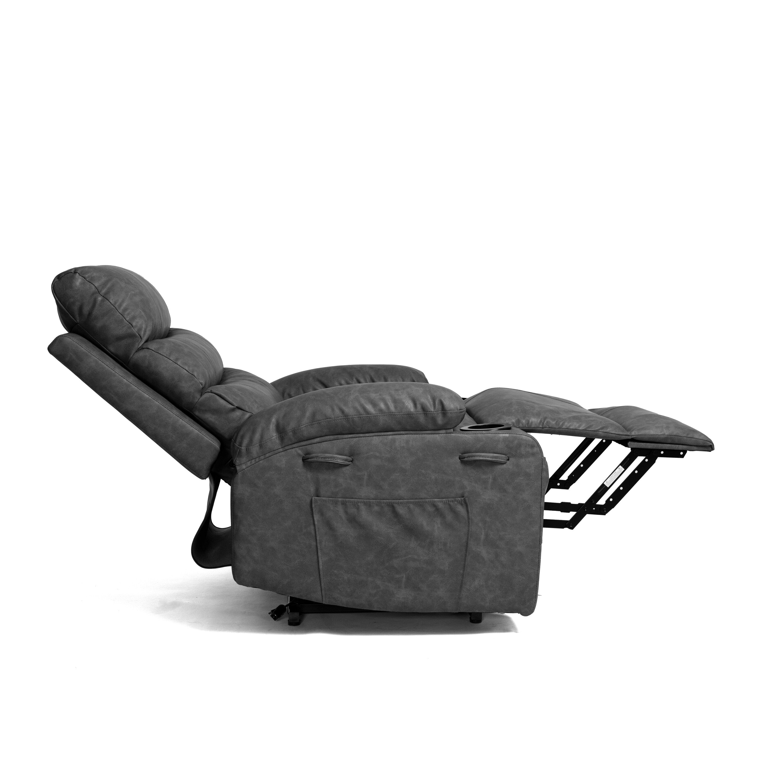 21W Large Size Electric Power Lift Recliner,8 Point Vibration Massage And Lumber Heat,Remote Control,Side Pockets,Cup Holders