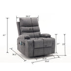 21W Large Size Electric Power Lift Recliner,8 Point Vibration Massage And Lumber Heat,Remote Control,Side Pockets,Cup Holders