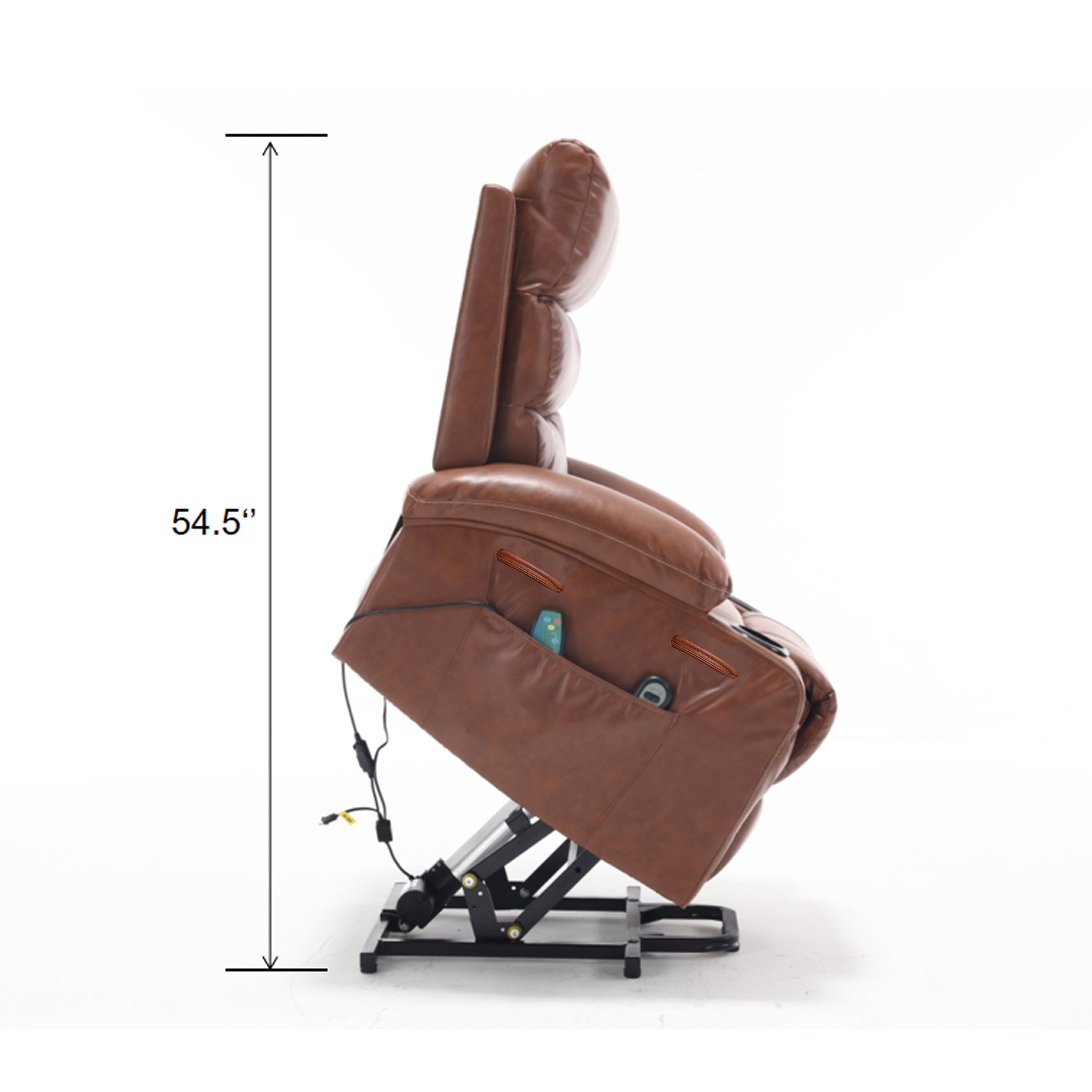 21W Large Size Electric Power Lift Recliner,8 Point Vibration Massage And Lumber Heat,Remote Control,Side Pockets,Cup Holders