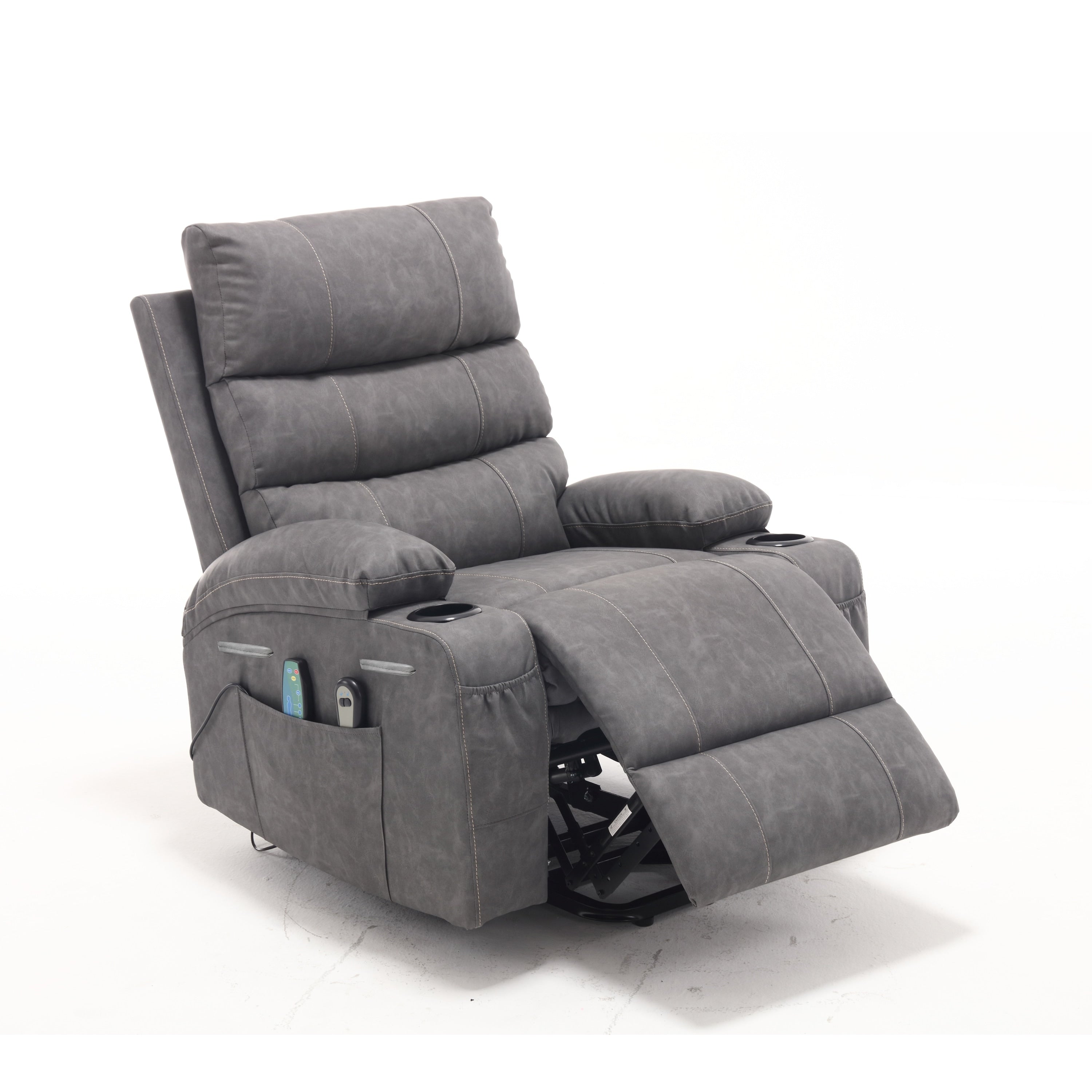 21W Large Size Electric Power Lift Recliner,8 Point Vibration Massage And Lumber Heat,Remote Control,Side Pockets,Cup Holders
