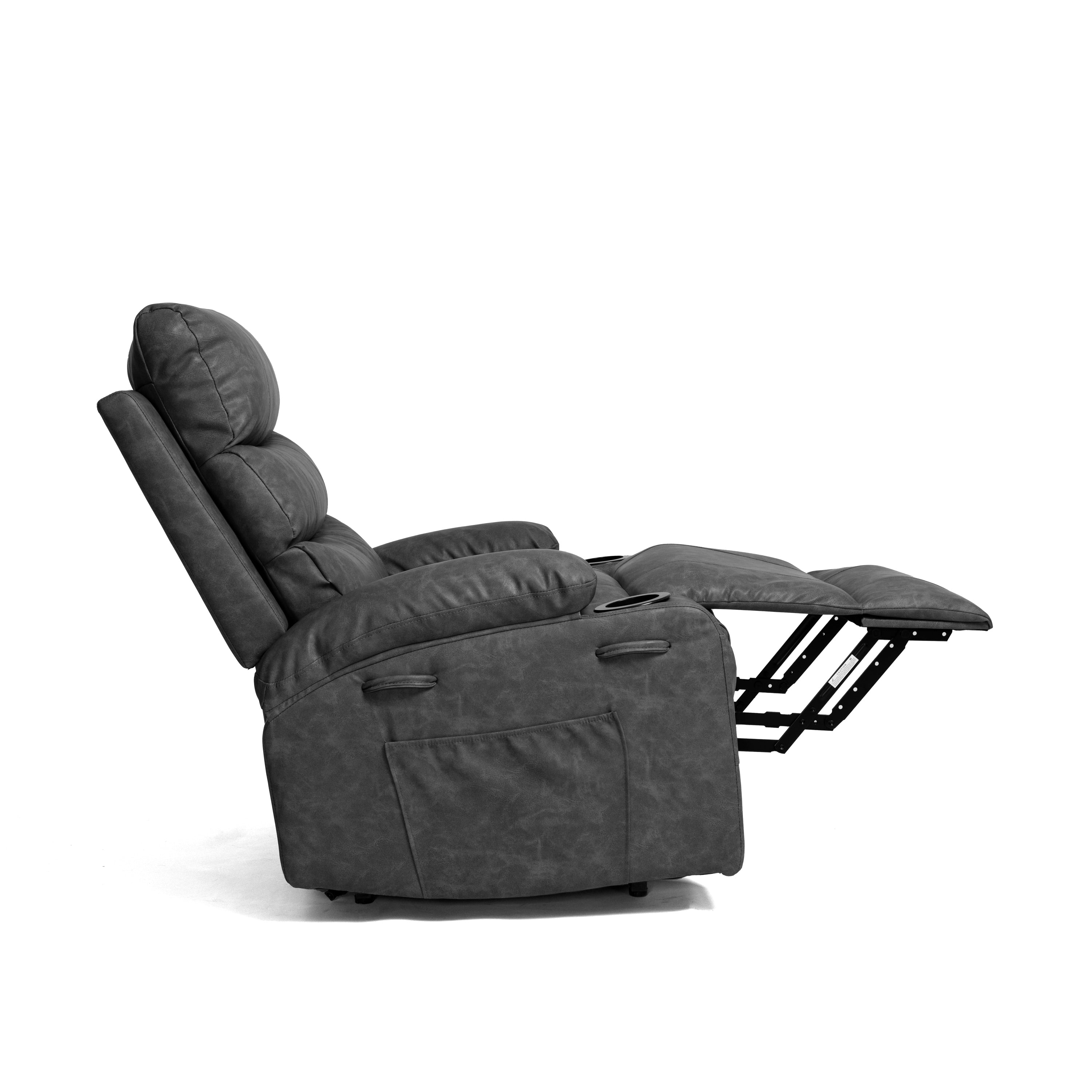 21W Large Size Electric Power Lift Recliner,8 Point Vibration Massage And Lumber Heat,Remote Control,Side Pockets,Cup Holders