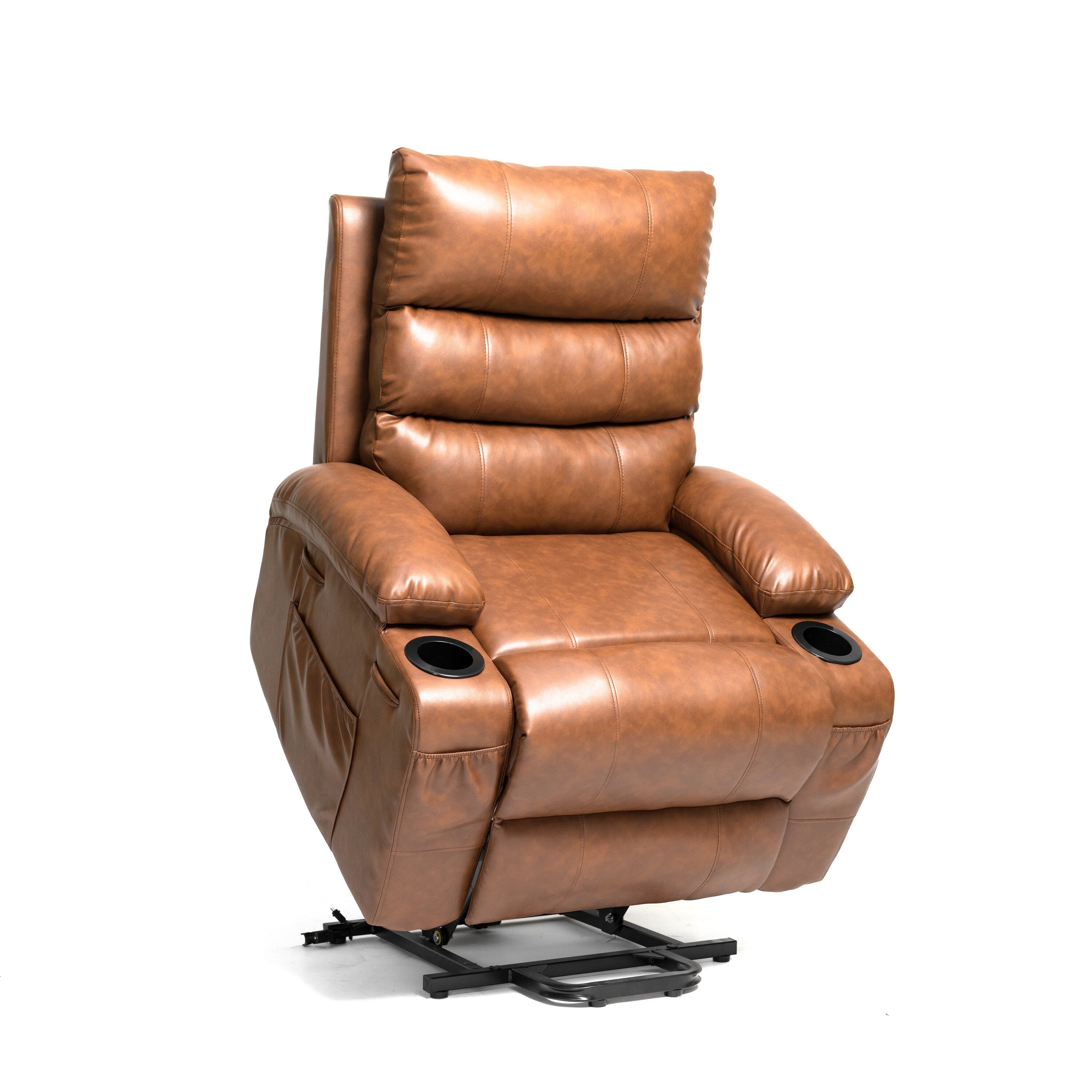 21W Large Size Electric Power Lift Recliner,8 Point Vibration Massage And Lumber Heat,Remote Control,Side Pockets,Cup Holders