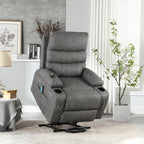 21W Large Size Electric Power Lift Recliner,8 Point Vibration Massage And Lumber Heat,Remote Control,Side Pockets,Cup Holders