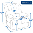 23 Seat Width and High Back Large Size Blue Grey Chenille Power Lift Recliner Chair with 8-Point Vibration Massage