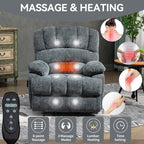23 Seat Width and High Back Large Size Blue Grey Chenille Power Lift Recliner Chair with 8-Point Vibration Massage