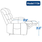 23 Seat Width and High Back Large Size Blue Grey Chenille Power Lift Recliner Chair with 8-Point Vibration Massage