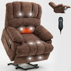 23 Seat Width and High Back Large Size Chenille Power Lift Recliner Chair with 8-Point Vibration Massage and Lumbar Heat
