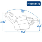 23 Seat Width and High Back Large Size Chenille Power Lift Recliner Chair with 8-Point Vibration Massage and Lumbar Heat