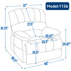 23 Seat Width and High Back Large Size Chenille Power Lift Recliner Chair with 8-Point Vibration Massage and Lumbar Heat