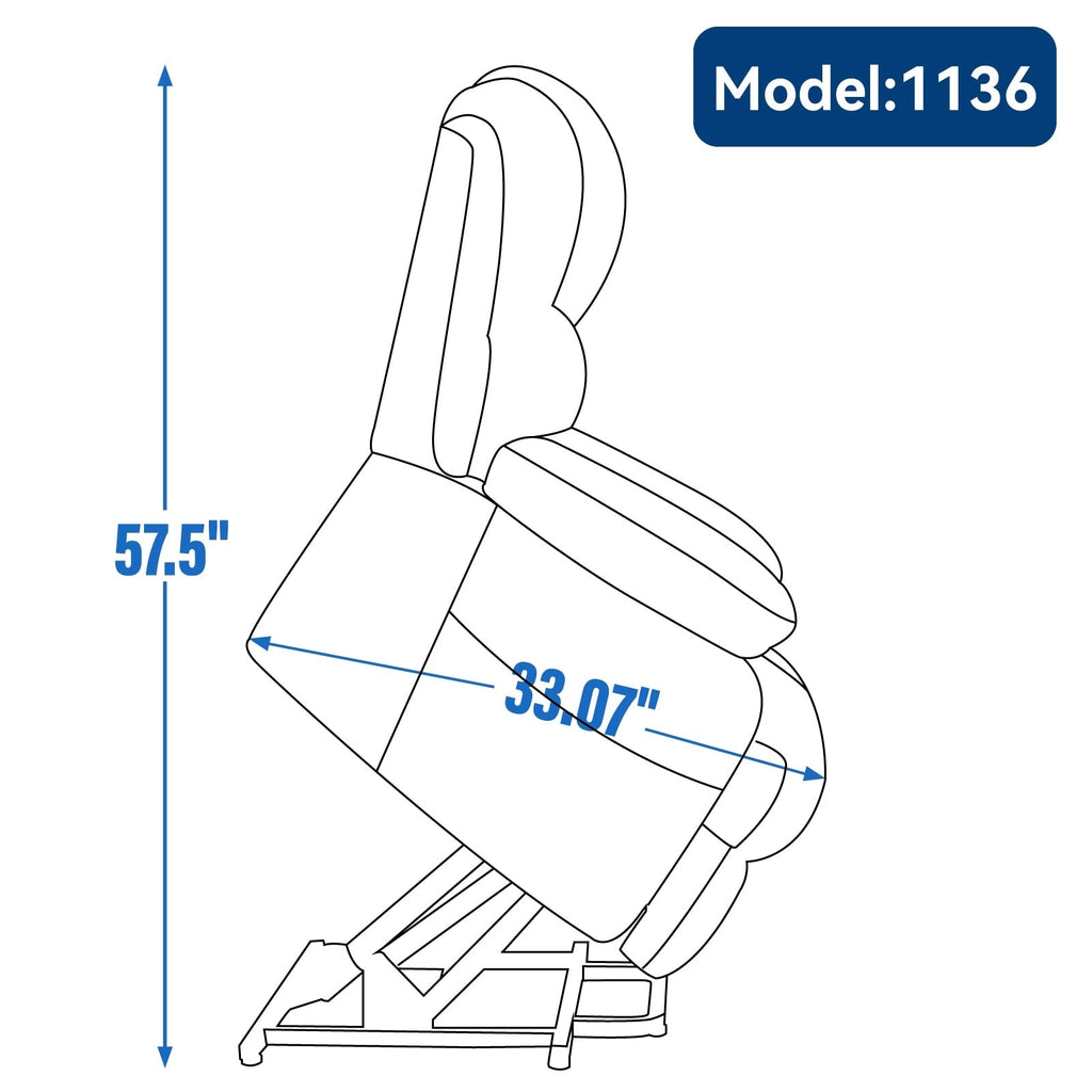 23 Seat Width and High Back Large Size Chenille Power Lift Recliner Chair with 8-Point Vibration Massage and Lumbar Heating