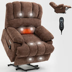 23 Seat Width and High Back Large Size Chenille Power Lift Recliner Chair with 8-Point Vibration Massage and Lumbar Heating