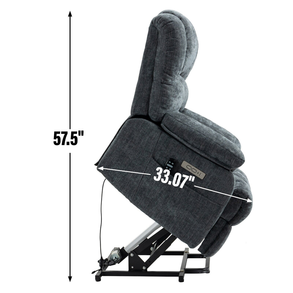 23 Seat Width and High Back Large Size Chenille Power Lift Recliner Chair with 8-Point Vibration Massage and Lumbar Heating