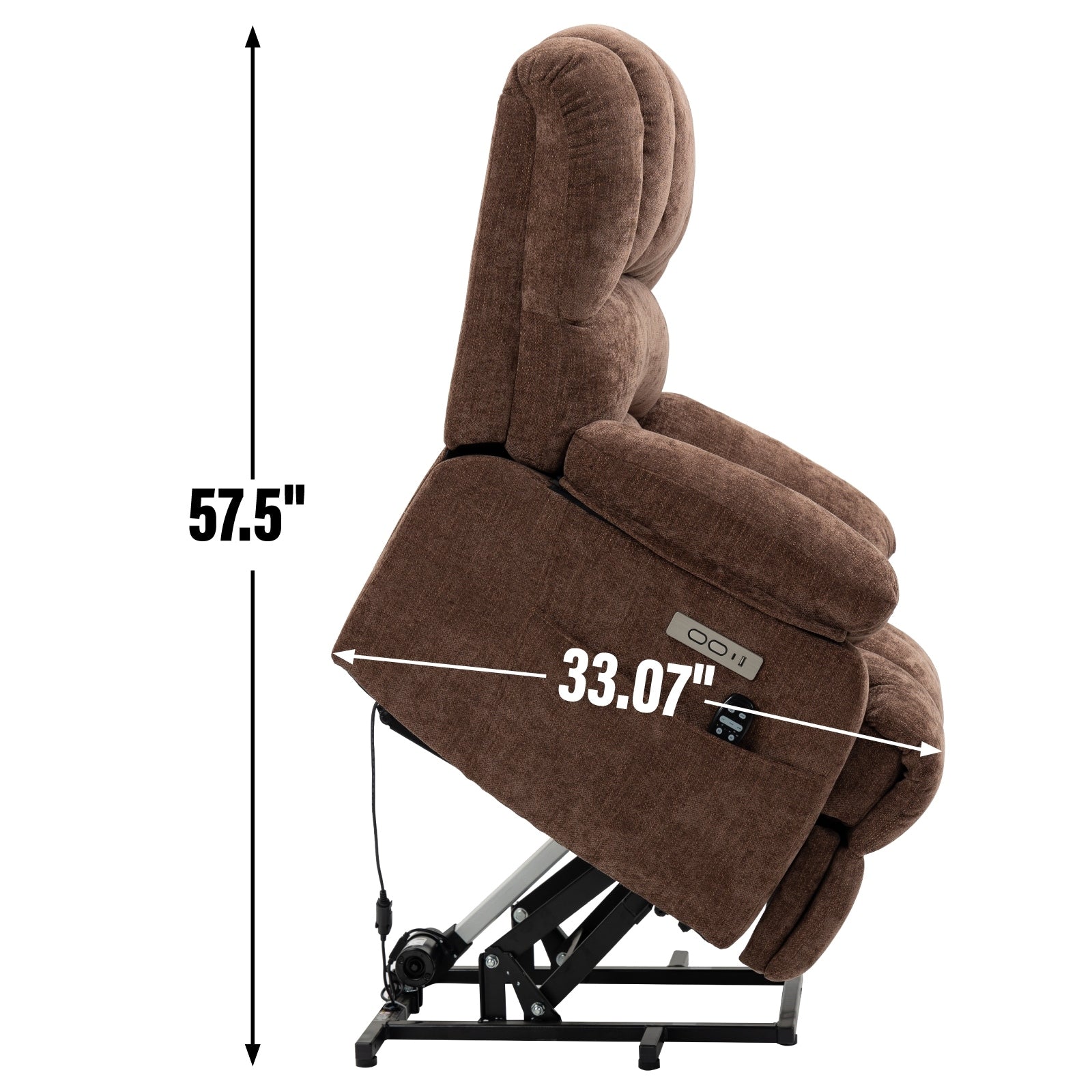 23 Seat Width and High Back Large Size Chenille Power Lift Recliner Chair with 8-Point Vibration Massage and Lumbar Heating