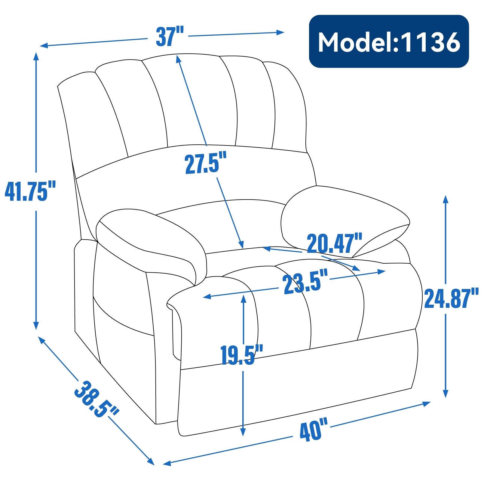 23 Seat Width and High Back Large Size Chenille Power Lift Recliner Chair with 8-Point Vibration Massage and Lumbar Heating