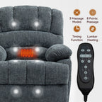 23 Seat Width and High Back Large Size Chenille Power Lift Recliner Chair with 8-Point Vibration Massage and Lumbar Heating