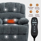 23 Seat Width and High Back Large Size Chenille Power Lift Recliner Chair with 8-Point Vibration Massage and Lumbar Heating