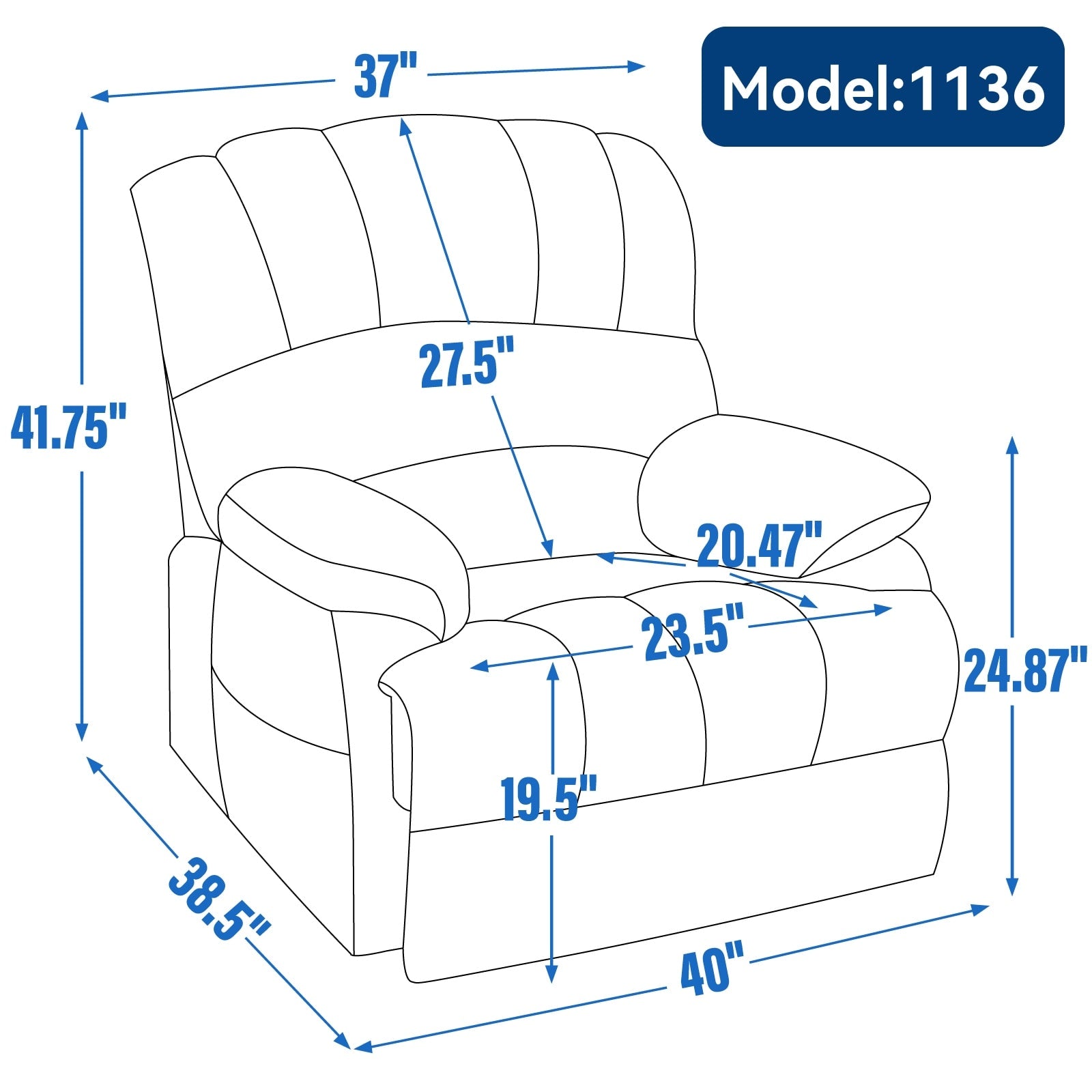 23 Seat Width and High Back Large Size Chenille Power Lift Recliner Chair with 8-Point Vibration Massage and Lumbar Heating